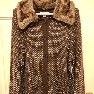 Coldwater Creek Sweater Jacket Reversible Collar